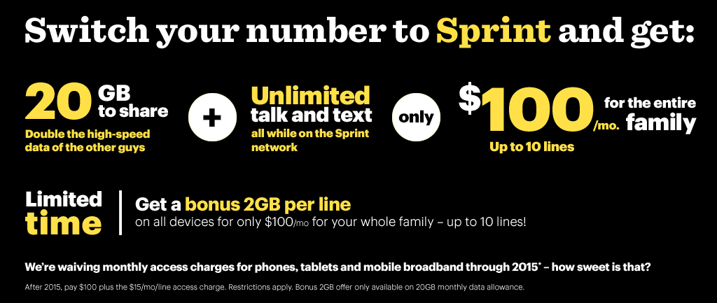 Sprint Family Share Pack Data Plans